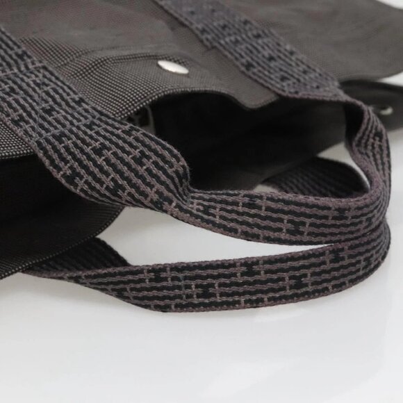 HERMES Her Line MM Hand Bag Canvas Gray Silver Auth 140108 - Picture 8 of 16